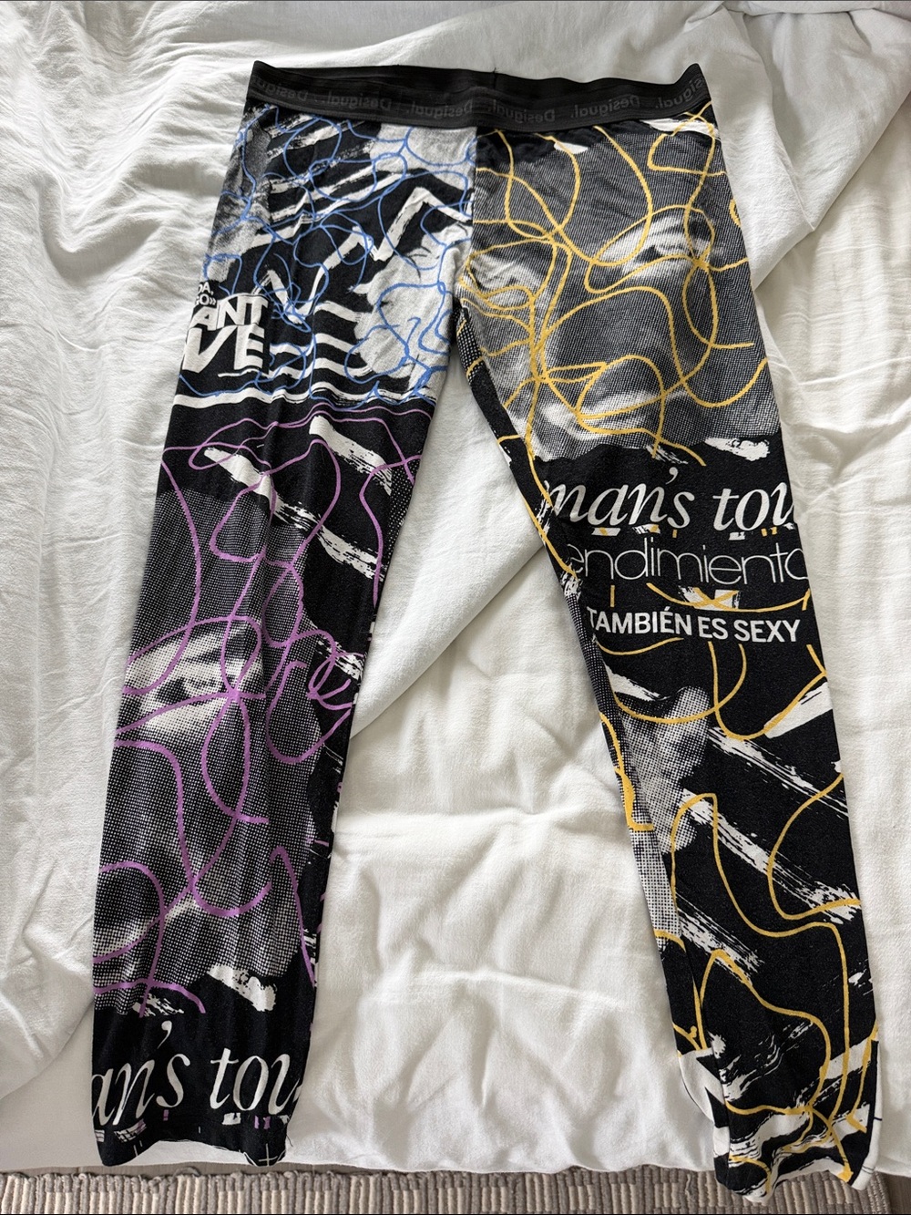 Desigual Multicolor Graphic Leggings with Yellow, Purple & Blue Accents